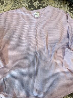 aerie Lavender Waffle-Knit Long Sleeve Top